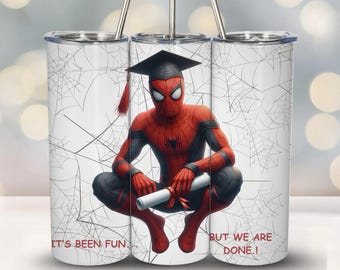 Spiderman Graduation Tumbler Wrap, Graduation Tumbler Gift, 20oz Skinny Tumbler Sublimation, Spidey Tumbler Wrap, PNG Files Digital Download