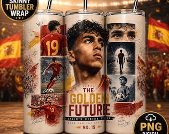 Lamine Yamal Tumbler Wrap Design 20 oz Skinny Fifa World Cup Spain Printable Sublimation (PNG Digital Download)