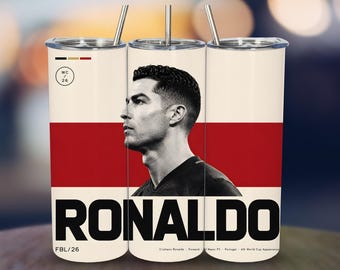 Ronaldo CR7 Tumbler Wrap Fifa World Cup 2026 20oz Skinny Sublimation Printable Design PNG (Digital Download)