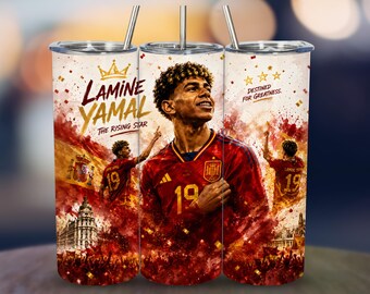Lamine Yamal Tumbler Wrap Design 20 oz Skinny Spain Soccer Printable Sublimation PNG (Digital Download)
