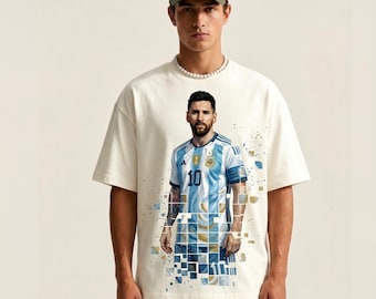 Messi Football PNG T-Shirt Design Argentina Soccer World Cup Clip Art Lionel Messi Printable Sublimation File (Digital Download)