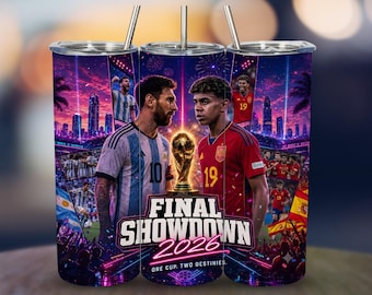 Argentina vs Spain Soccer Tumbler Wrap Design 20 oz Skinny Fifa World Cup Printable Sublimation (PNG Digital Download)