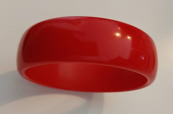 Vintage Cherry Red Bakelite Plastic Bangle Bracel… - image 2