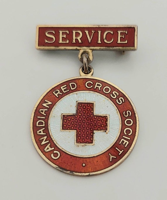 Vintage Sterling Red Cross Pin, Canadian Service A