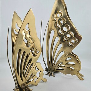 Large Brass Butterflies Two Piece Vintage Set of Figurines