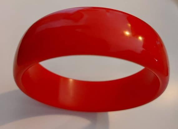 Vintage Cherry Red Bakelite Plastic Bangle Bracel… - image 1