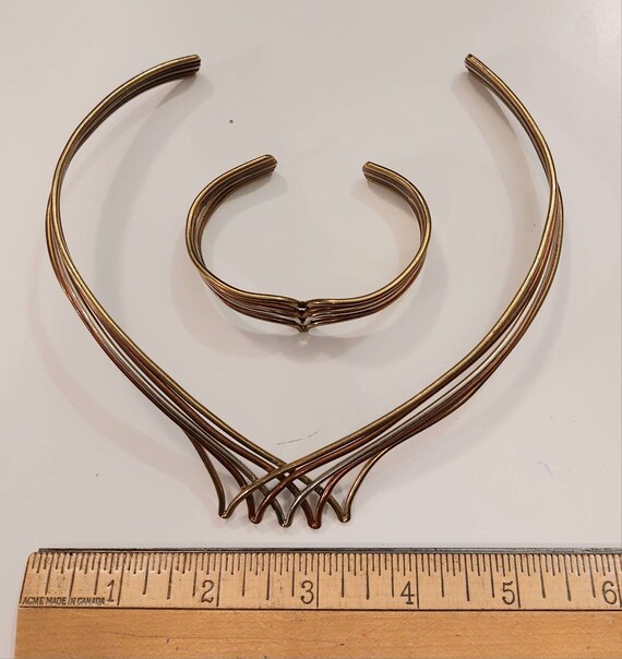Vintage Mixed Metals Torc/Torque Choker Necklace … - image 5
