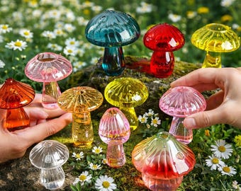 Colorful Mushroom Glass Vase, Creative Hydroponic Transparent Aromatherapy Vase Desktop Decor