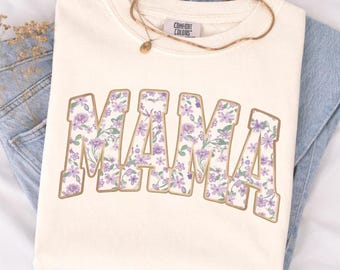 PNG Floral Retrô Mamãe, PNG Mamãe Dia das Mães, Design de Camiseta Mamãe Moderna