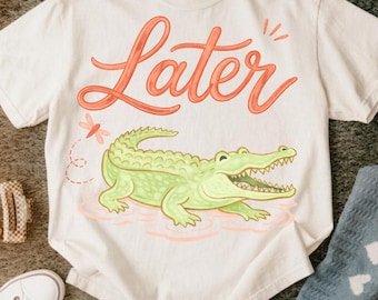 Mais tarde, jacaré PNG, depois de um tempo, crocodilo, design fofo de jacaré feminino PNG