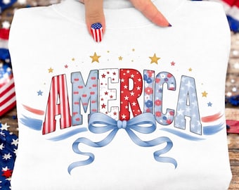 Coquette Bow EUA PNG, América Retrô, PNG Patriótico do 4 de Julho