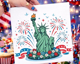 America Statue of Liberty PNG, 4th of July Patriotic USA PNG, Independence Day Design