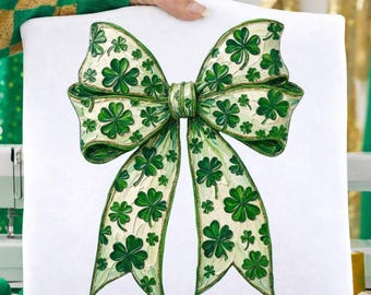 St Patrick’s Day Bow PNG, Shamrock Coquette PNG, Irish Patrick Day Shirt Design