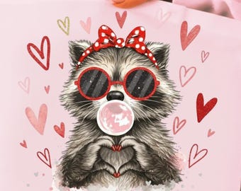 Leopard Valentine Raccoon PNG, Cute Raccoon Love Design & Funny Romantic Quote Graphic