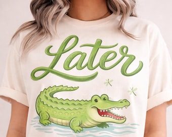 Mais tarde, jacaré PNG, depois de um tempo PNG, design fofo de crocodilo PNG