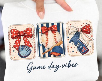 Game Day Vibes PNG, Baseball Bow PNG, Baseball Mom PNG Design