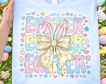 Happy Easter day Png, Easter Bunny PNG, Preppy Easter, Coquette Bow PNG, Sublimation Ready