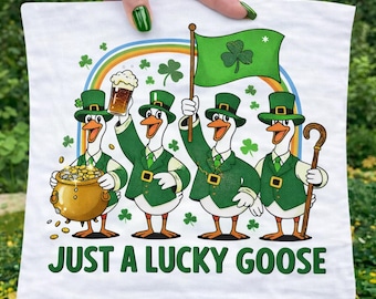 St. Patricks Day Goose PNG, Funny Goose PNG, Shamrock Irish Goose Shirt PNG