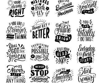 Motiverende SVG-bundel, positief citaat, affirmatie-svg, zelfliefde png, digitale download