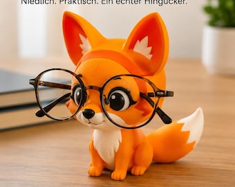 Fuchs Brillenhalter | Niedlicher Brillenständer für Schreibtisch & Nachttisch | Geschenk für Brillenträger | Tierische Brillenablage