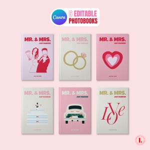 Plantilla de álbum de fotos de boda de lujo de Canva | Inspiración Assouline | 6 portadas + 60 páginas editables + páginas de categorías