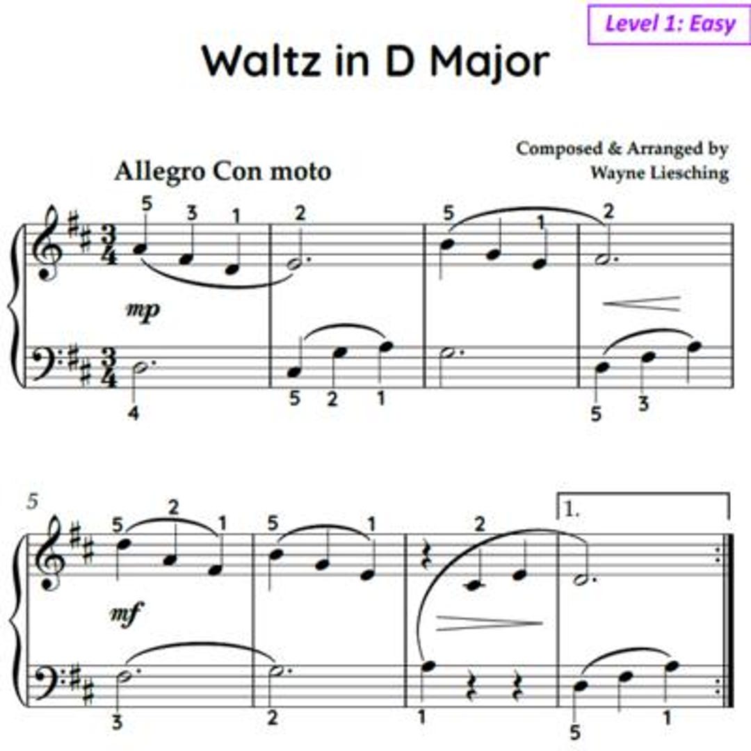 Waltz in D Major - Piano Sheet Music Digital Download - Easy Piano - Etsy
