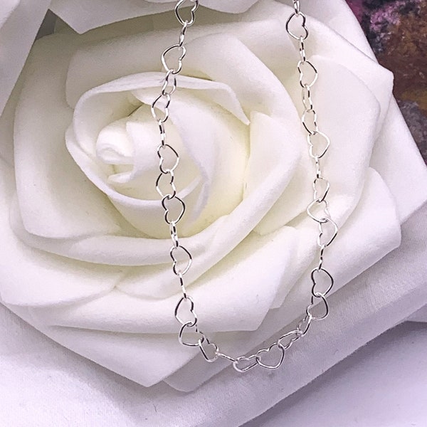 Sterling Silver Heart Ankle Bracelet - Plus Sizes Available!