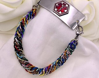 Rainbow Multicolored Medical ID Alert Replacement Bracelet