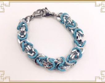Turquoise and Silver Stretch Replacement Band for Medical Alert Bracelet • Medic Bracelet