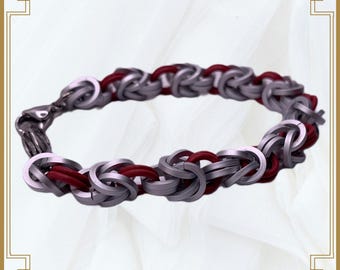 Silver Frost and Red Stretch Replacement Bracelet Band for Medical Alert Bracelets