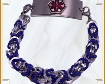 Indigo & Silver Medical Alert Bracelet Band: Stylish Stretch Replacement