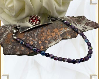 Purple Passion Crystal Medical ID Alert Replacement Bracelet!