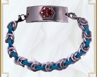 Silver Frost and Turquoise Stretch Band for Medical Alert Bracelets