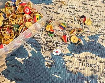 World Map Flag Pins Set