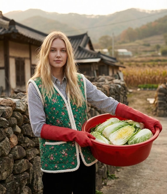 Viral Korean Floral Vest - Cozy Quilted Kimjang Style - Korean Viral Korean Floral Vest - Cozy Quilted Kimjang Style - Korean