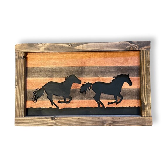Horse Wall Decor Rustic Wood Wall Hanging Horses Home Decor. Etsy