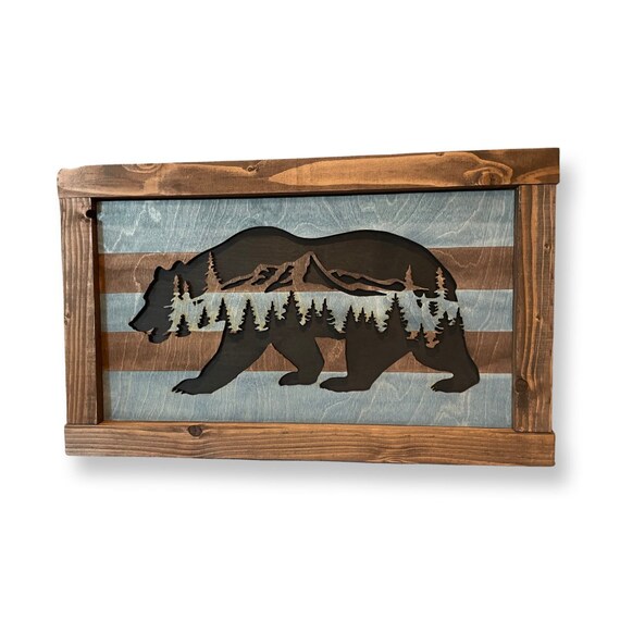 Rustic Home Decor Bear Wall Hanging. Rustic Bear Decor for Etsy