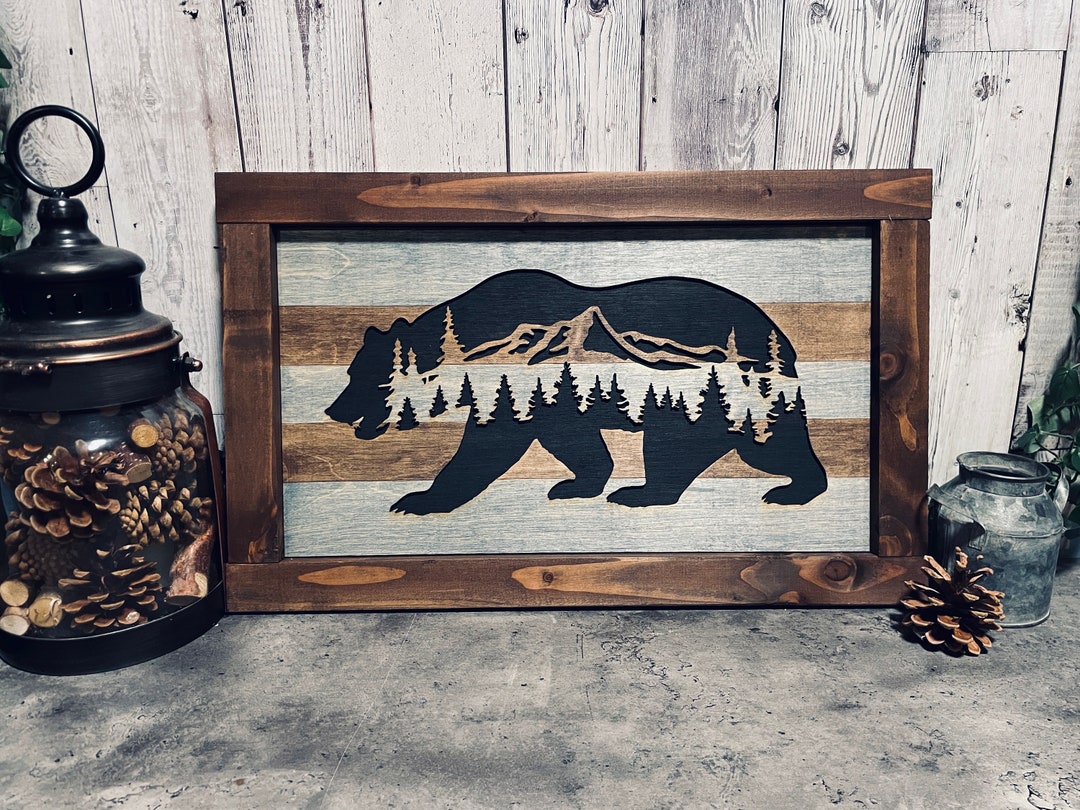 Handmade Rustic Home Decor Bear Wall Hanging. Rustic Bear Etsy