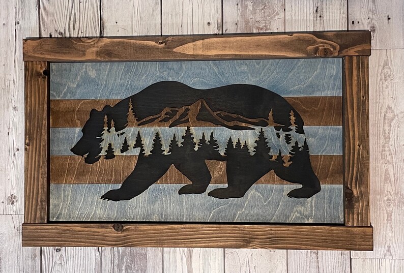 Handmade Rustic Home Decor Bear Wall Hanging. Rustic Bear Etsy