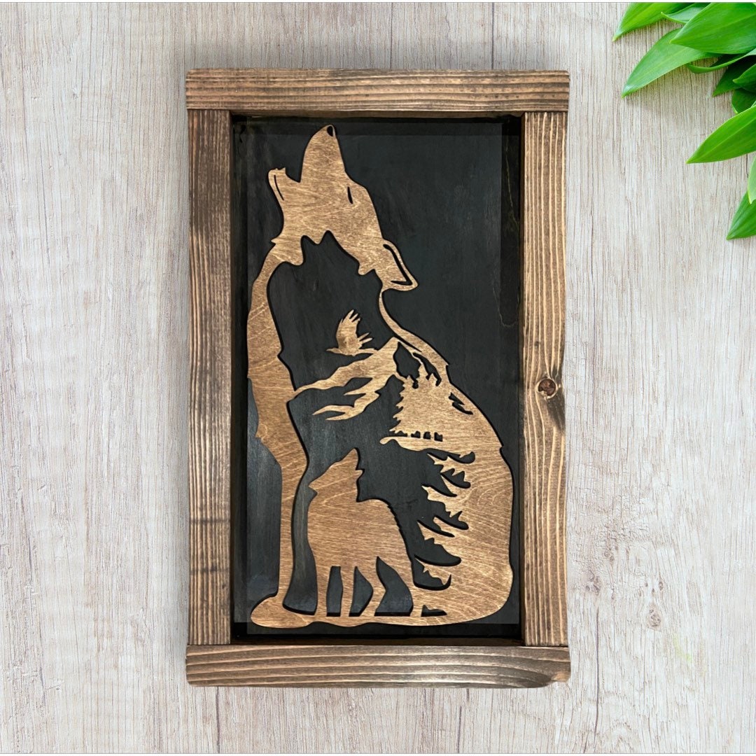 Rustic Wall Decor Wolf Wall Hanging. Log Cabin Decor Etsy
