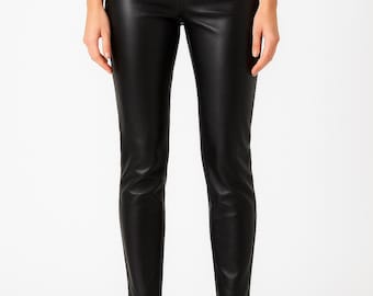 Handmade Lambskin Leather Pants – High Waist Slim Fit Trousers