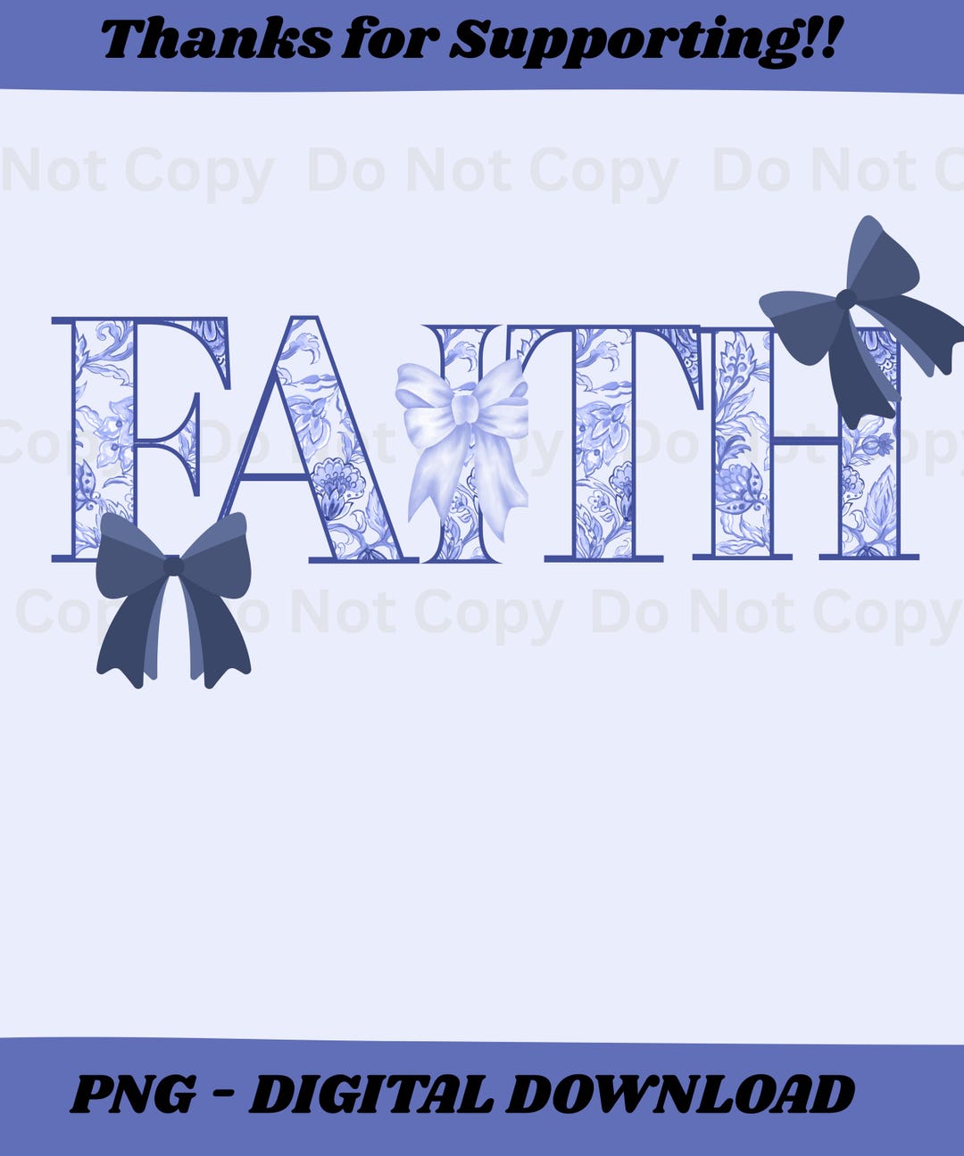 Faith PNG Digital Download | Blue Christian Faith Design With Bows ...