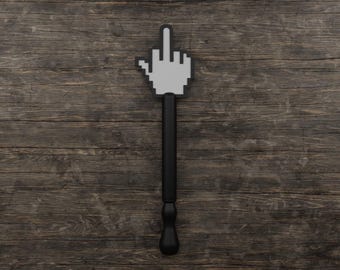 Toca para pagar, modelo 3D de cursor de mano pixelado retro listo para imprimir en 3D, icono de ratón apuntando para decoración de escritorio