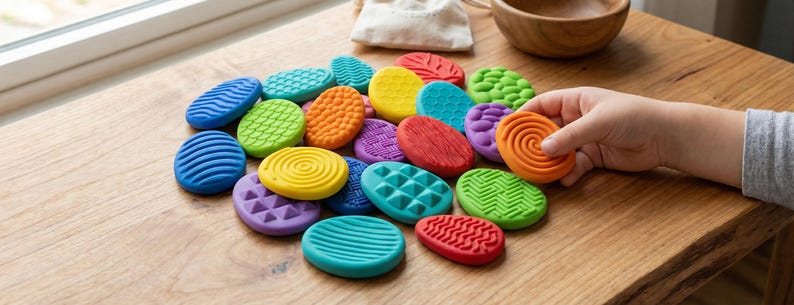 Textured Worry Stones STL Bundle – Sensory Toy for Autism & Anxiety Relief – Fidget Stones 3D Print Files – Calming Sensory Set Kids & Adults