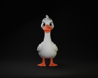 Archivo de impresión 3D de ganso de porche - Multicolor 3MF - Lindo juguete de escritorio con forma de pájaro - Listo para AMS - Descarga digital - Figura de modelo 3D de ganso