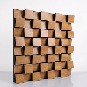 Acoustic Diffuser Panel "ZARINITY XL" | 20"x20" (50x50 cm) | Angled Block 3D Wall Art | Seamless Puzzle Design | Studio Sound Treatment