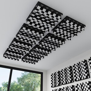 Stick-On Acoustic Diffuser "Sirius" | 50x50cm 2D QRD Ceiling & Wall Panel | Easy Glue-On Sound Treatment | Echo Control and Diffusion