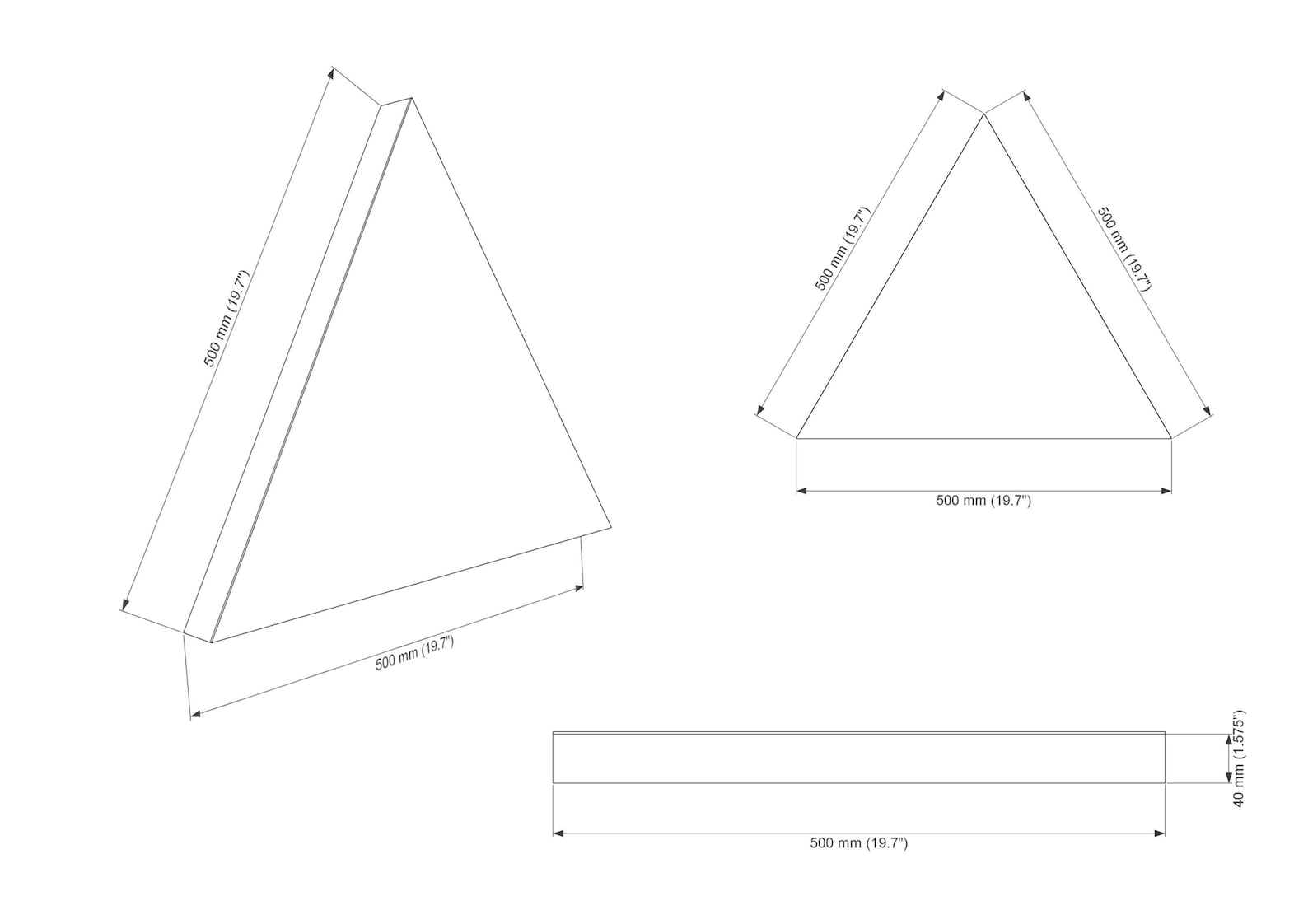 Illustration of the dimensions of acoustic panel «Wilds» 30 mm thick.