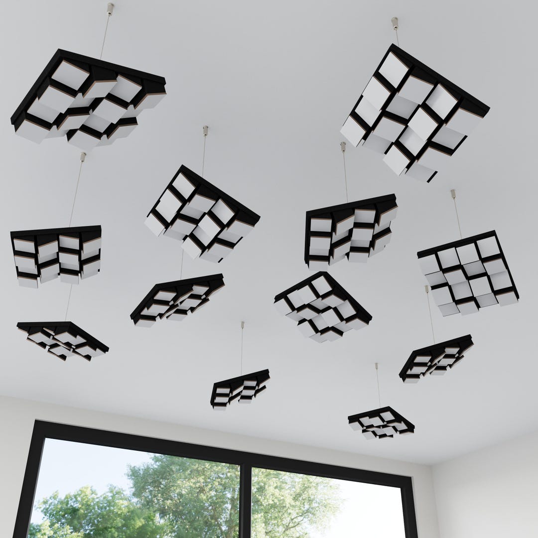 Hanging Acoustic Ceiling Diffuser “ZARINITY” | 3D HDF Panels With ...
