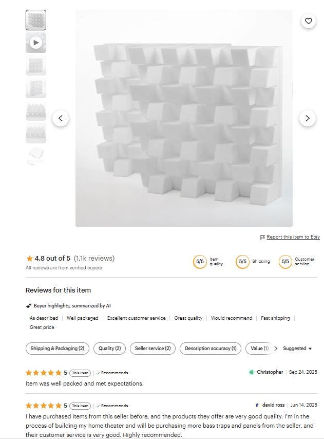 2 Pack - Styrofoam Sound Acoustic Diffuser «SIRIUS-S» | 2D Diff | Reflection - Diffusion | Size: 50x50x15.3cm (20x20x6) | Model: (White, ARTO-Styrofoam (150mm